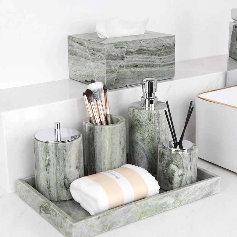 Reed Diffuser Set - Emerald Green Natural Marble Bathroom Set