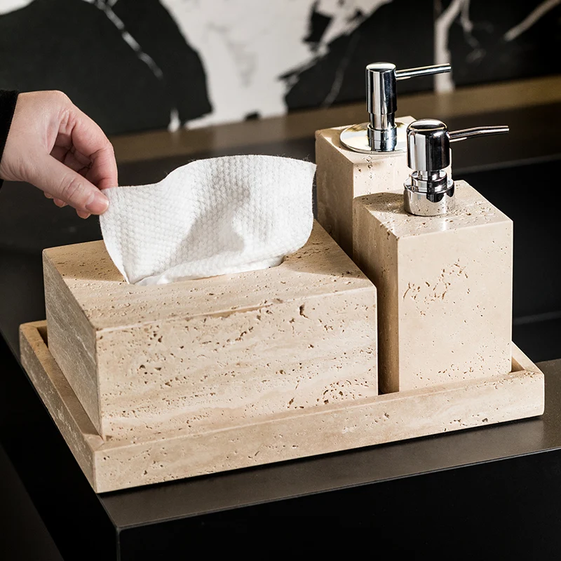 Beige Travertine Bathroom Set  - Reed Diffuser Set 评论和价格
