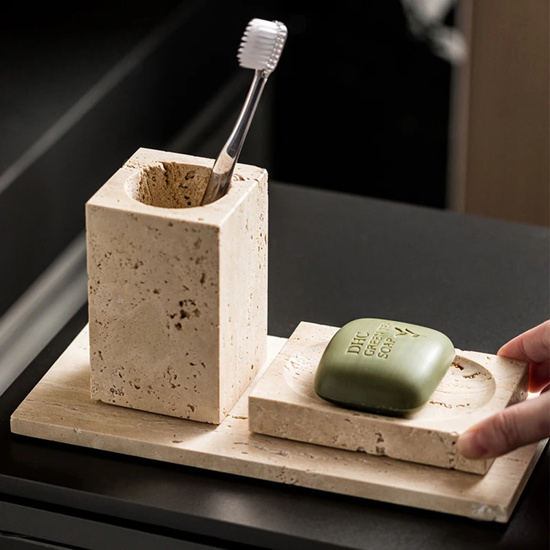 Beige Travertine Bathroom Set  - Reed Diffuser Set 评论和价格