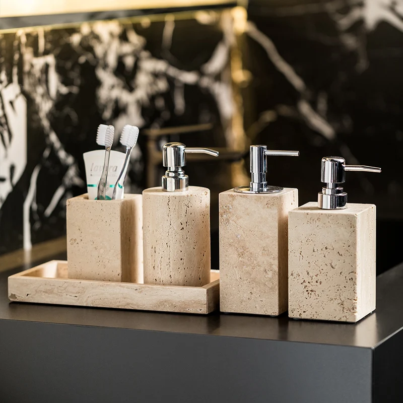 Beige Travertine Bathroom Set  - Reed Diffuser Set 评论和价格